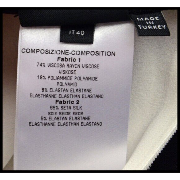 McQ ALEXANDER MCQUEEN DRESS BODYCON CREPE DE CHINE JERSEY BLACK WHITE sz 40 4 - Picture 8 of 8